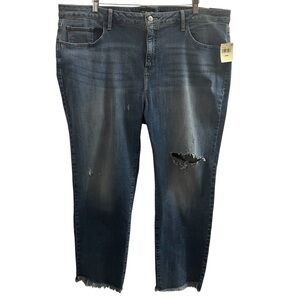 LUCKY BRAND JEANS, Women’s Sz 24W, Blue Lolita Straight Mid-Rise w/ Distressing.
